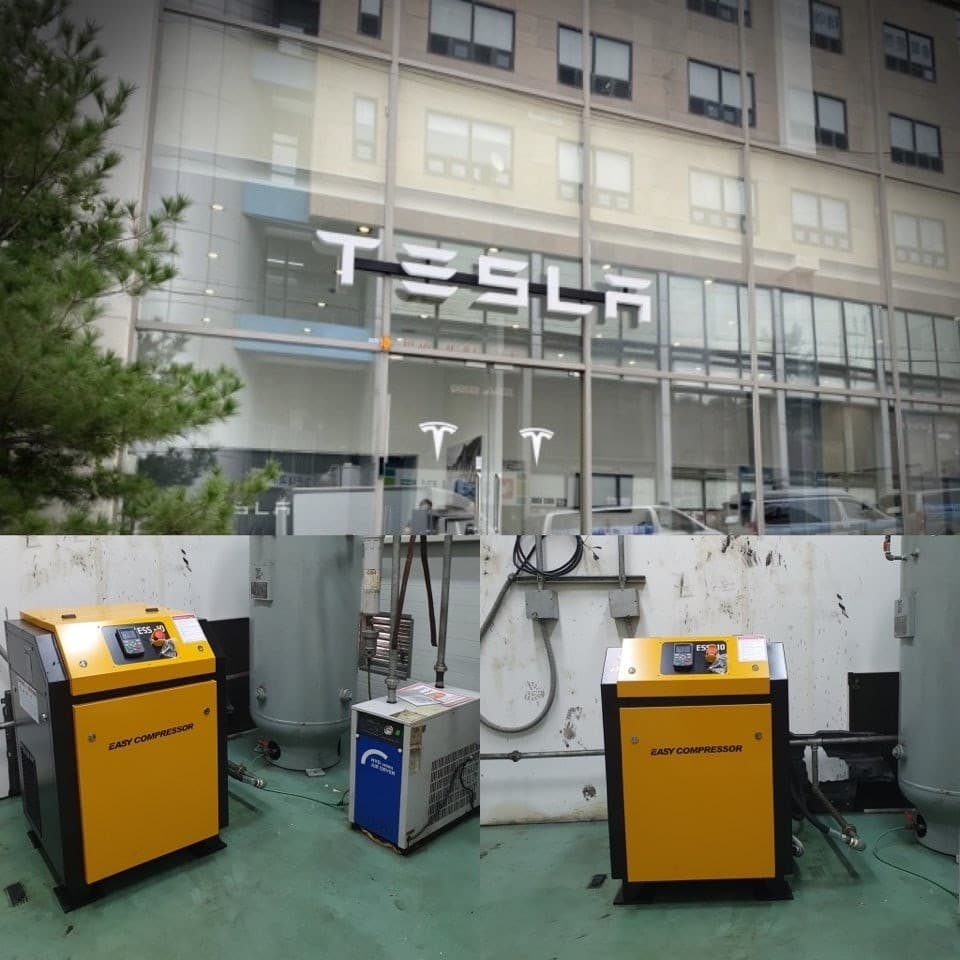 테슬라 문정센터의 10HP 콤프레셔와 주변 설비